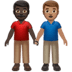 👨🏿‍🤝‍👨🏽 men holding hands: dark skin tone, medium skin tone display on Apple